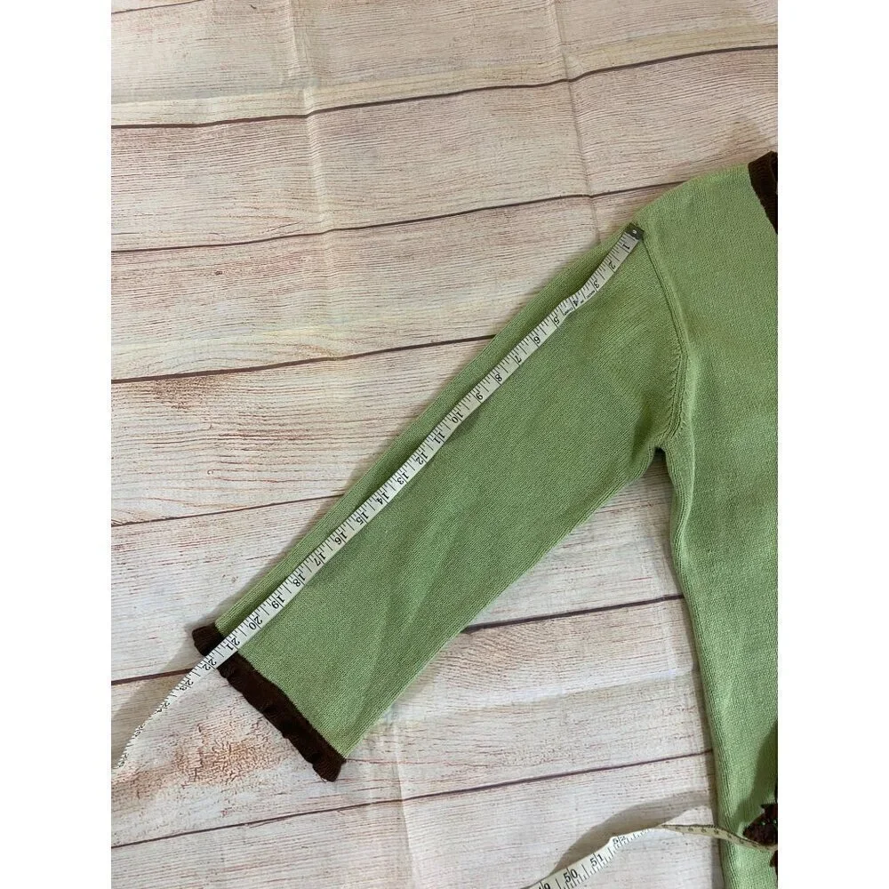 NWT Vintage Storybook Knits Green Floral Knit Button Front Cardigan - Large - Picture 11 of 12